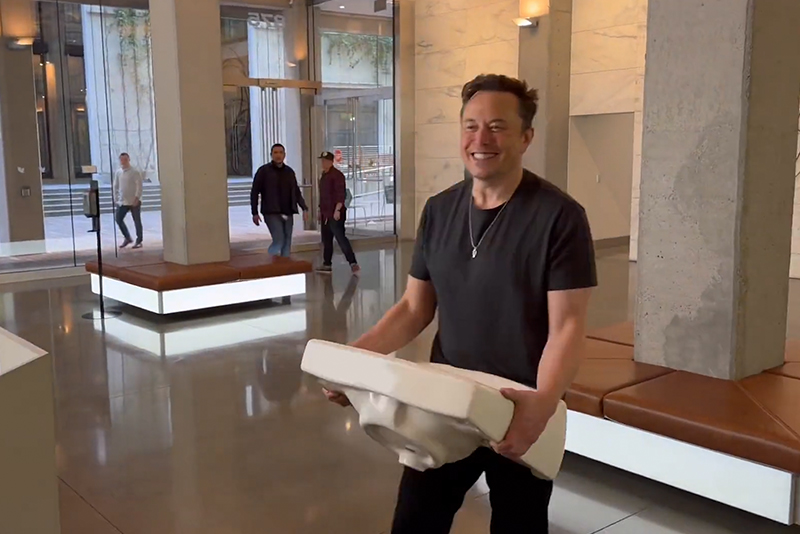 Elon brings first part of the X bathroom.